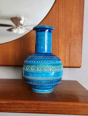 MCM Flavia Bitossi Rimini Blue Vase Italy Pottery Montelupo 5.75'' 