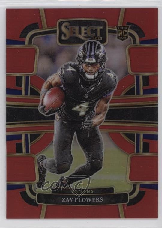 2023 Panini Select Concourse Red Prizm 58/99 Zay Flowers #8 Rookie RC ng3