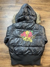 Lot 29 Looney Tunes Women S Down Tweetie Bird Faux Fur Hoodie Puffer Jacket READ