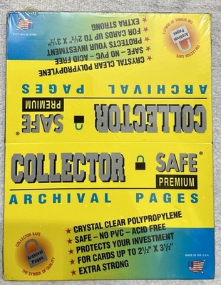 Collector Safe 100 - 9 Pocket Pages For Sports Cards 2 1/2  x 3 1/2  Premium NIB