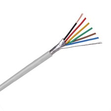 125 ft 24 AWG 6 Conductor Security Alarm Wire, Riser, Copper Shielded, Fire