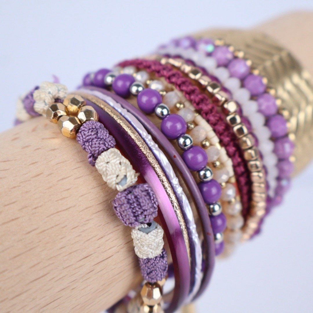 Women Bracelet Stack (15) Bangle Beaded Woven Str… - image 4