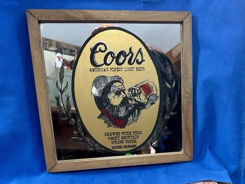 Vintage Coors 13” Framed Advertising Bar Mirror Sign America’s Finest Light Beer