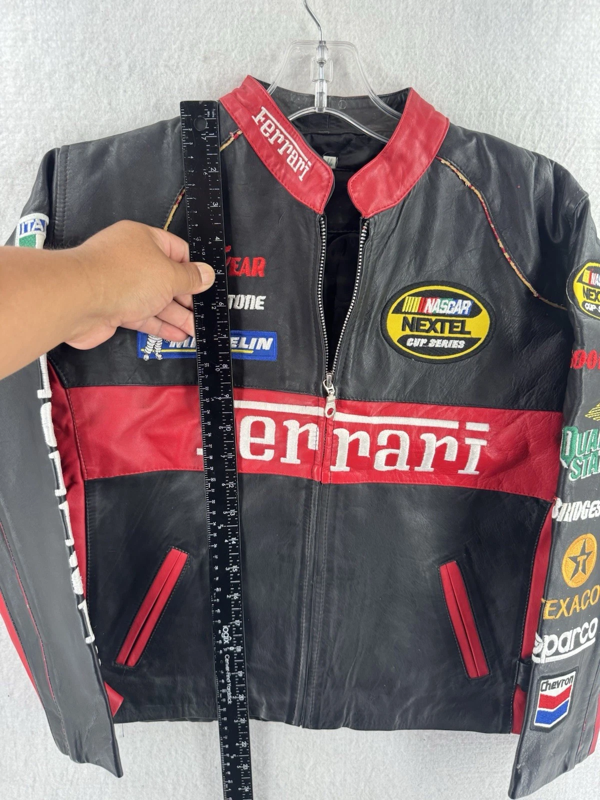 Vintage Ferrari racing jacket Rare black Leather READ image 11