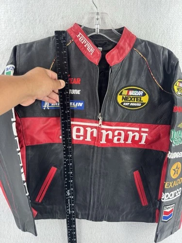 Vintage Ferrari racing jacket Rare black Leather READ image 11