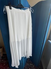 Coast White Chiffon Pleated Skirt Size 12