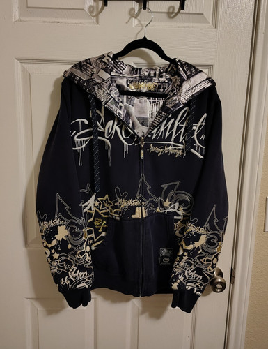 VTG Y2K Ecko Unltd Reversible Zip Hoodie Jesse Pinkman Breaking Bad Blue L