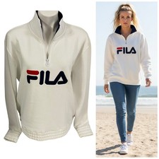 FILA Sweatshirt Womens XL /4 Zip Collared Athletic Retro Sporty 90s Streetwear