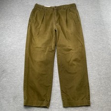Polo Ralph Lauren Pants Mens 38x34 Actual 38x28 Olive Green Hammond Pleated