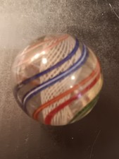 Handmade swirl Latticinio core Marble Vintage  german Red Blue Green 1.84 inch