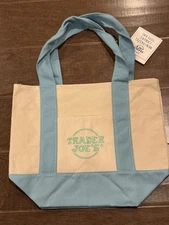 Trader Joe's Spring 2025 Mini Canvas Tote Bag Pastel - Baby Blue