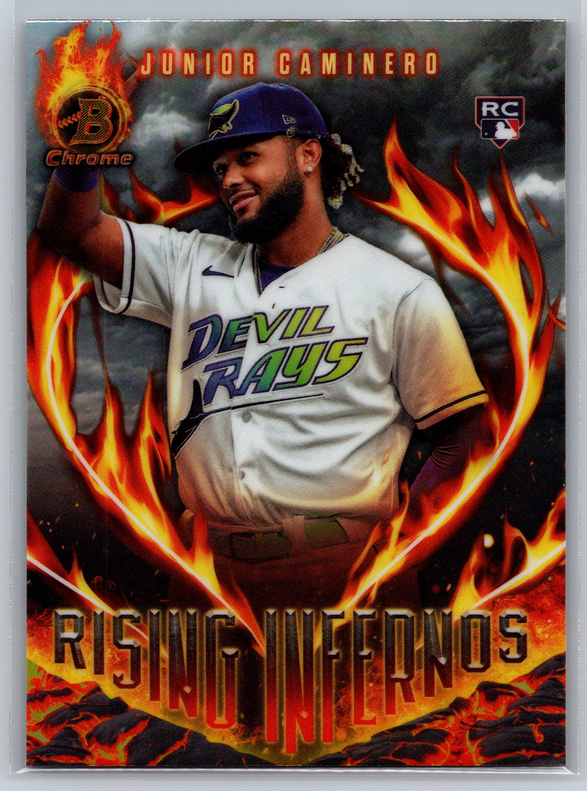 Junior Caminero 2024 Bowman Rising Infernos Rookie RI-6 Tampa Bay Rays