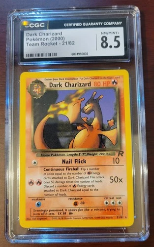 CGC 8.5 NM/MINT+ POKEMON Dark Charizard 2000 Team Rocket 21/82