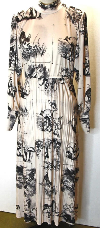 Vestido Zara Línea A Colecciones Disney Historias Bambi Cuello Simulado Plisado S Marfil Foto 3 de 4