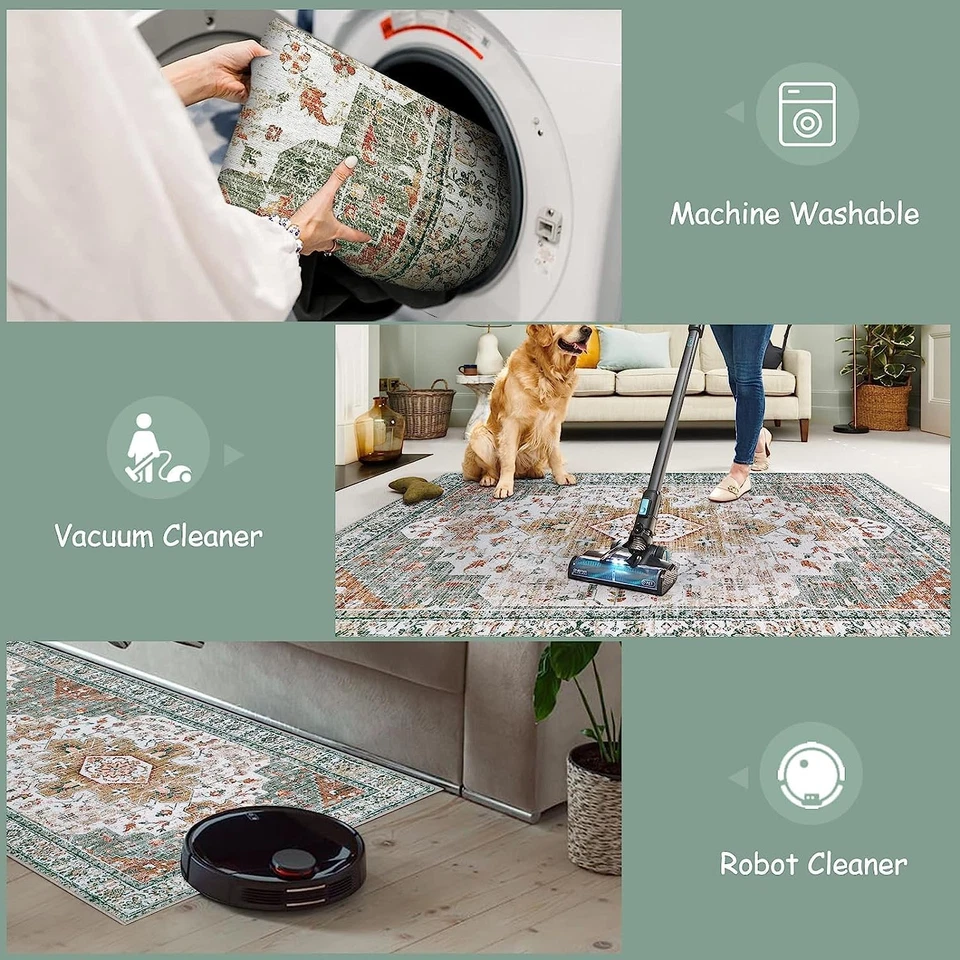 Ultra-Thin Washable Round Rug - 6ft Large Living Room Circle Area Rugs, Vinta... - Image 4 of 4