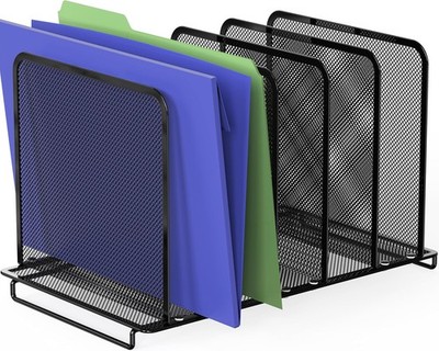 Simple Houseware Expandable 5 Section File Sorter Black