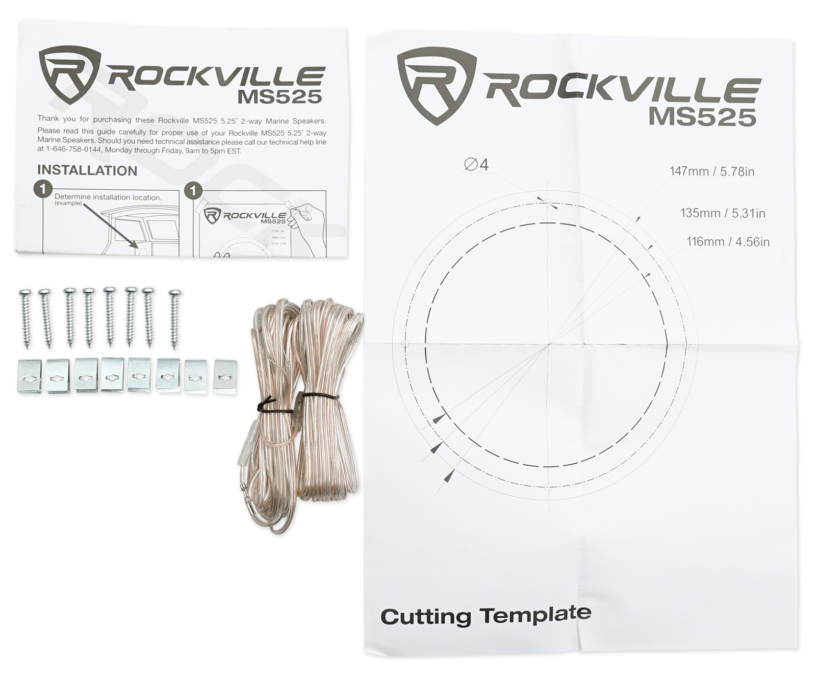 4 Колонки Rockville MS525W 525 мощностью 800 Вт для морской лодки и вейкборда-Белый