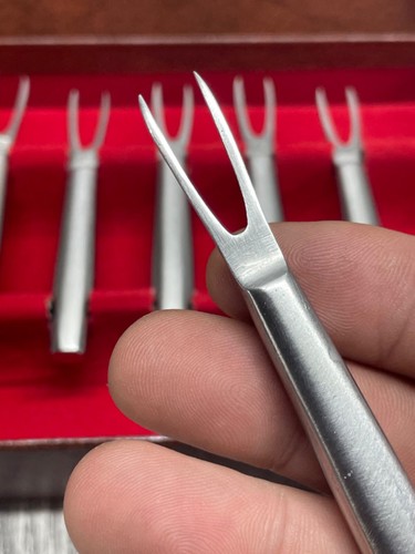 Kalmar Italy Designs Corn Holders Hors D'oeuvre Charcuterie Forks MCM Set 8 vint - Picture 11 of 17