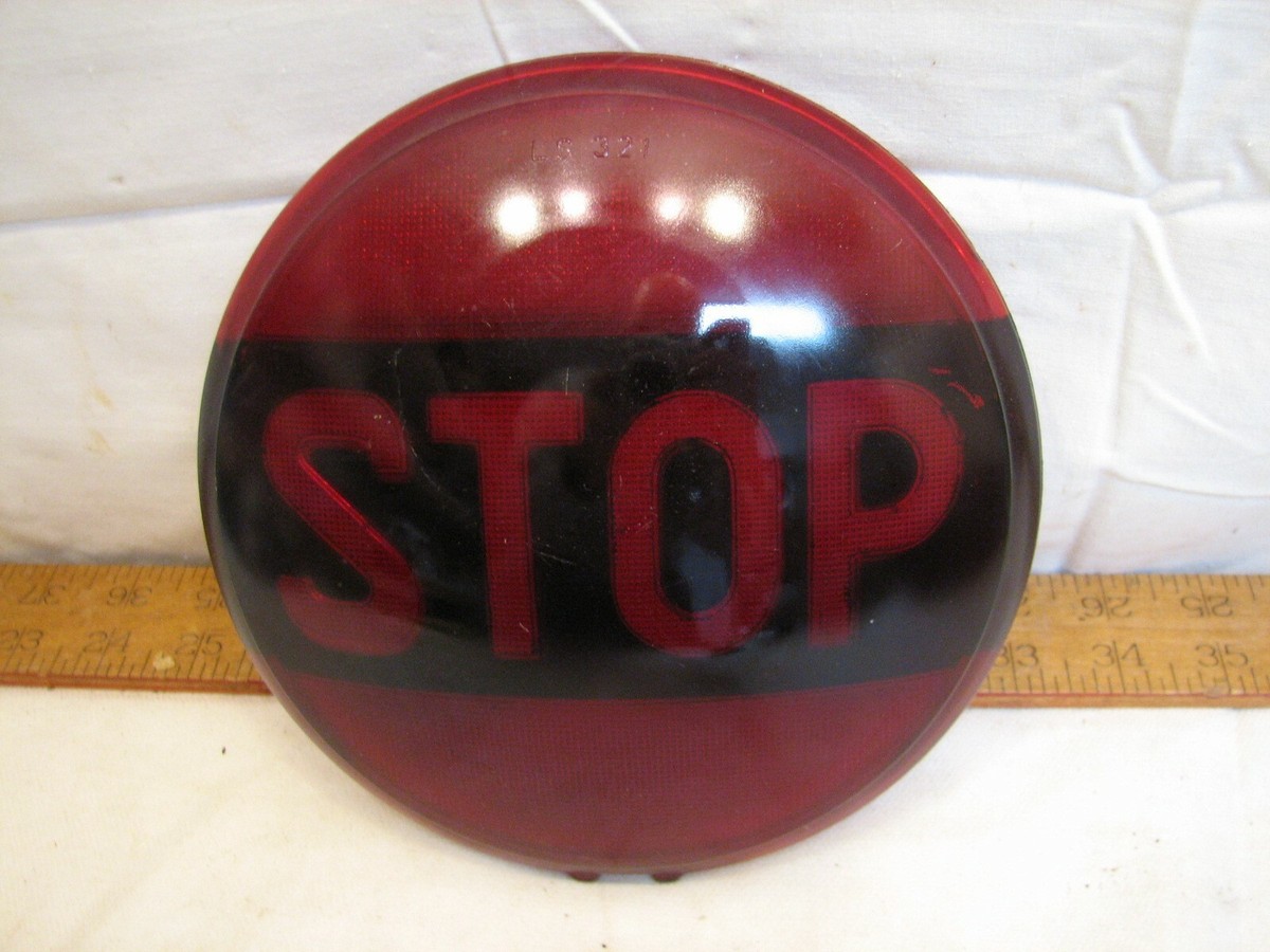 Vintage Red STOP Tail Brake Light Lens Bus Hot Rat Rod Auto Car
