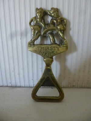 VINTAGE MASSIVER MESSING DURSTIGER PIXIE'S FLASCHENÖFFNER
