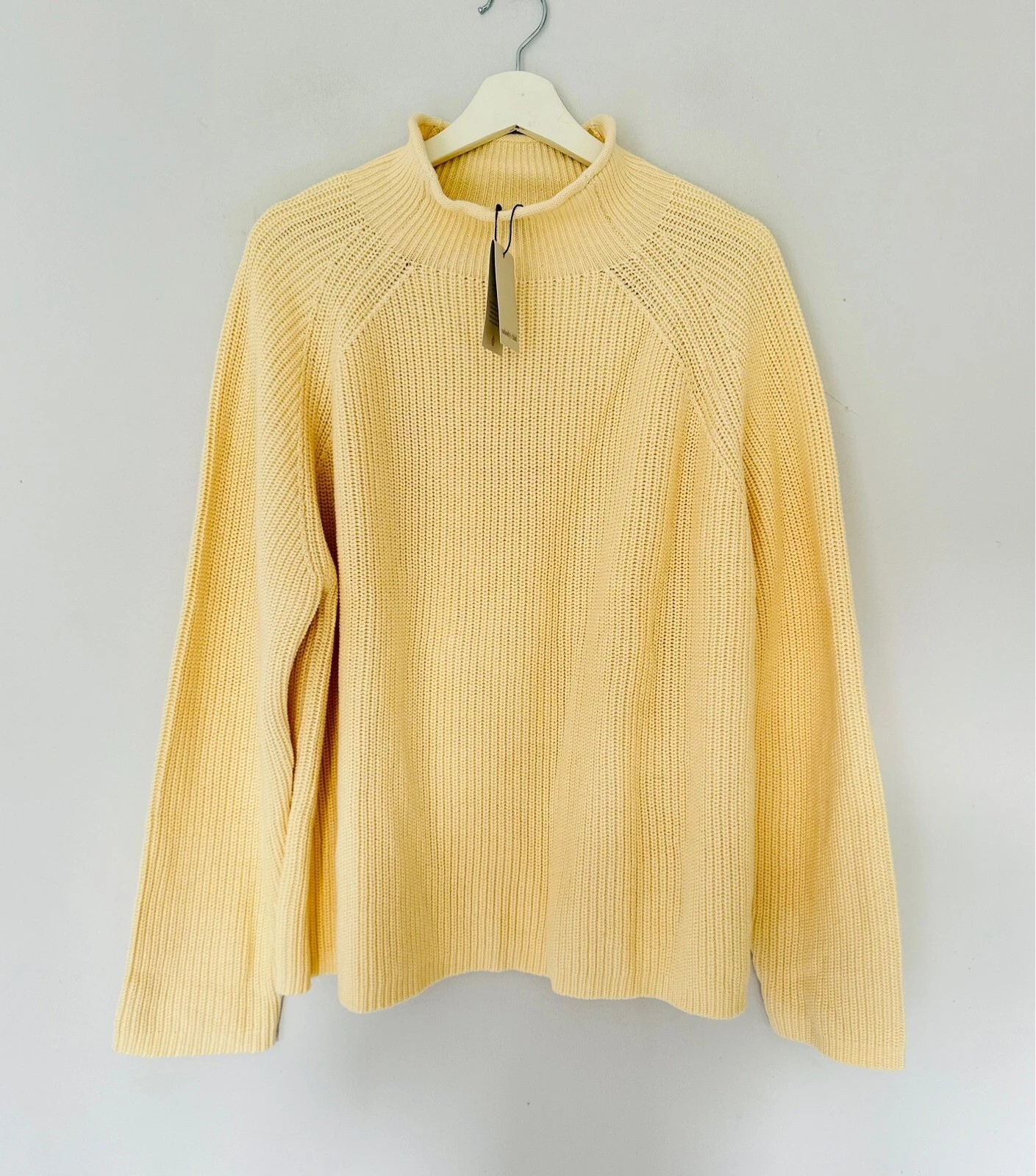 Jersey Nobody’s Child Grande Beige Amarillo Grueso Acanalado Cuello Simulado