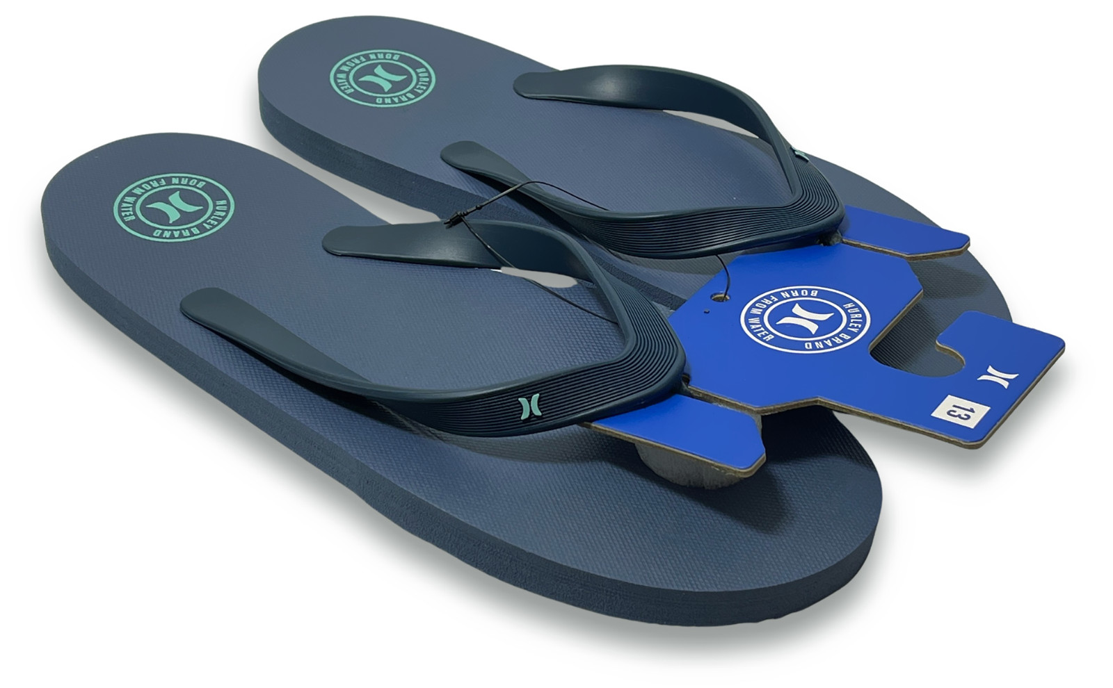 Однотонные сандалии вьетнамки Hurley - NWT Мужские Размер 13 Синие Мятные - 44397-B3 2690₽