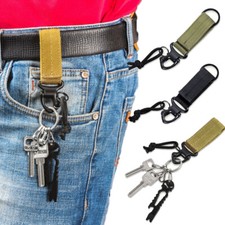 Tactical Nylon Key Ring Holder Heavy Duty Keychain Ribbon Buckle Belt Clip