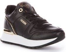 Guess Fl8Ddyele12 Kaddy Peony Logo Casual Womens Trainer Black Gold Size 3 - 8