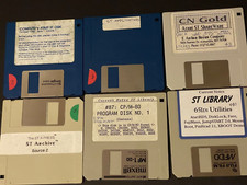 ATARI ST 3.5" DISKETTES CN GOLD SHARE APPS LIB UOS COLLECTIBLE LOT-9X QTY-6 PCS