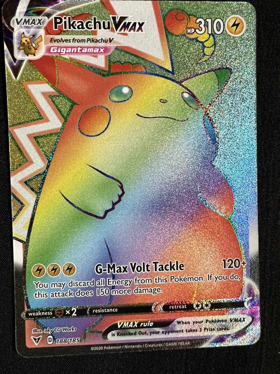 RAINBOW RARE PIKACHU VMAX Pokmon Card 188/185 - Pack To Sleeve  NMT-MT | eBay