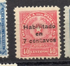 Paraguay 1918 Early Issue Fine Mint Hinged 7c. Optd Surcharged NW-175670