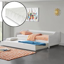 Ausziehbett 90x200cm mit Matratze Sofabett Schlafsofa Gästebett Kojenbett Weiß