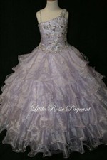 NEW Little Rosie Girls Glitz Long Pageant Dress LR2017 Lilac 10 550 Ruffles 