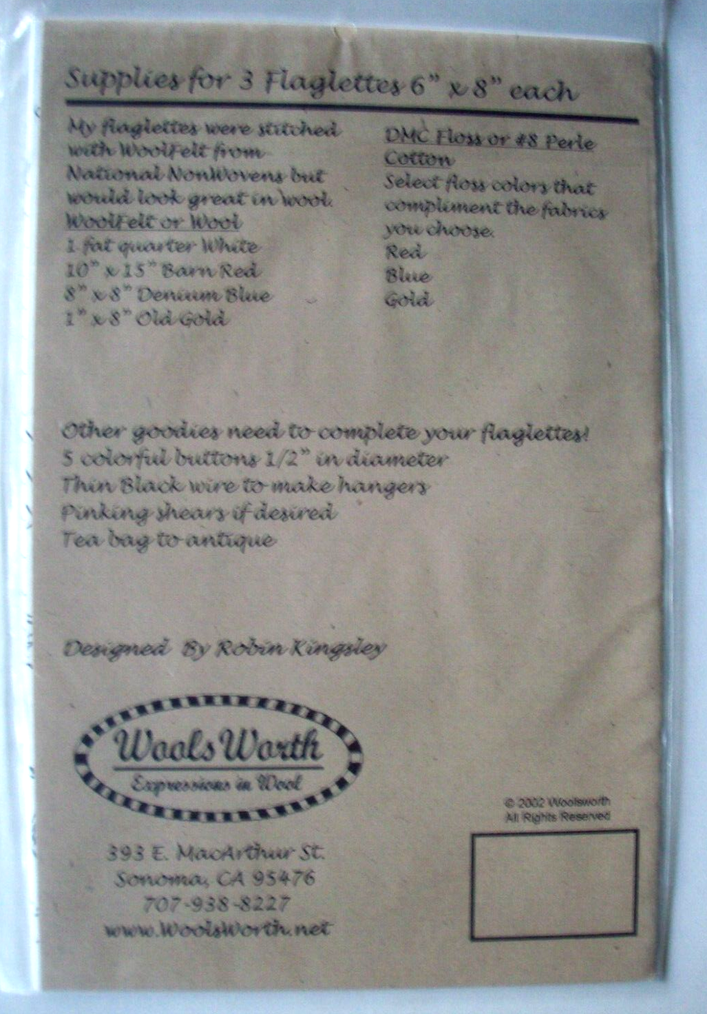 American Flaglette Trio flags Wool Appliqued primitive quilt pattern ...
