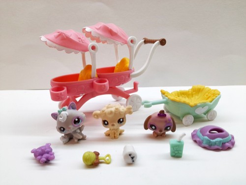 Littlest Pet Shop Sunny Stroll mit Babies Baby #2626 #2627 #2628 LPS Vintage