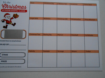 WEIHNACHTEN THEMA SPENDENAKTION RUBBELKARTE X 10 -20 PLÄTZE SAMMELN £100 leicht