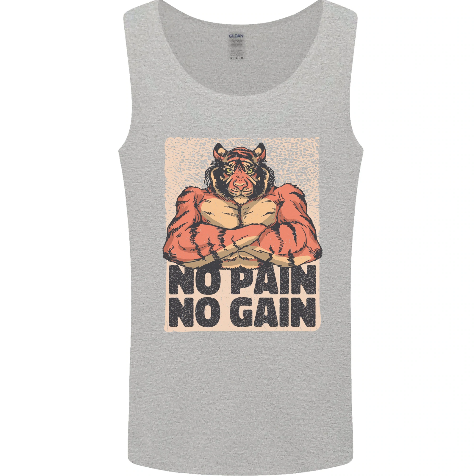 Gym Tiger No Pain No Gain Training Top Mens Vest Tank Top