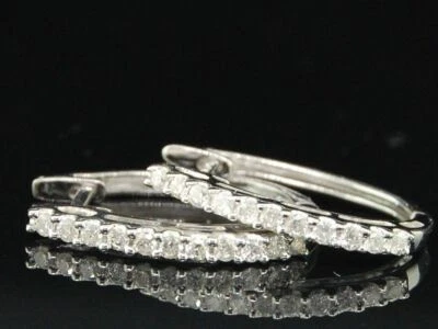 Diamant Hoops Damen 10K Weißgold Rund Designer Mode Ohrringe 0.26 TCW - Bild 1 von 4
