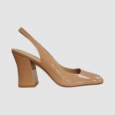 450 Stuart Weitzman Women's Beige Patent Slingback Pump Heel Shoes Size 9