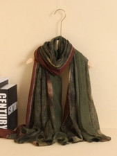 Colorblock Gradient Striped Green Thin Scarf 71"x35"