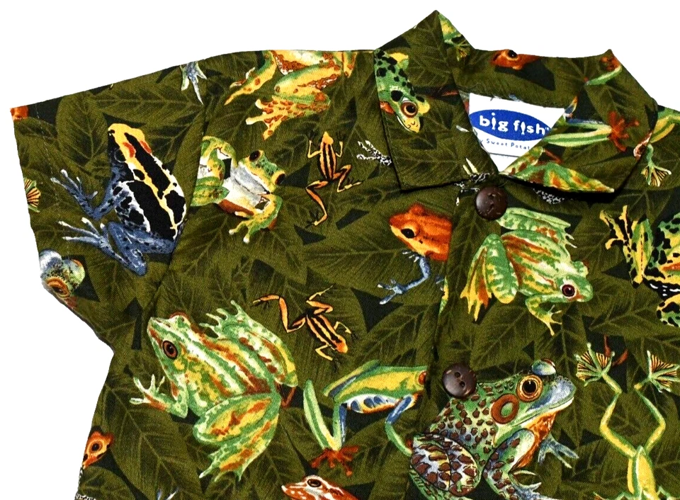 Romper de manga curta infantil Big Fish tamanho 12 meses sapos novo com etiquetas - Imagem 3 de 4