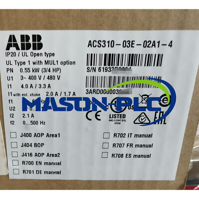 ACS310-03E-02A1-4 ABB Inverter Brand New Spot Goods！Fastshipping DHL or Fedex