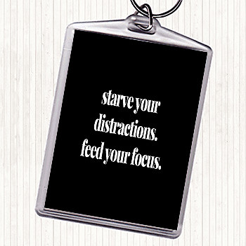 Schlüsselanhänger Schlüsselring schwarz weiß Feed Your Focus Zitat Taschenanhänger