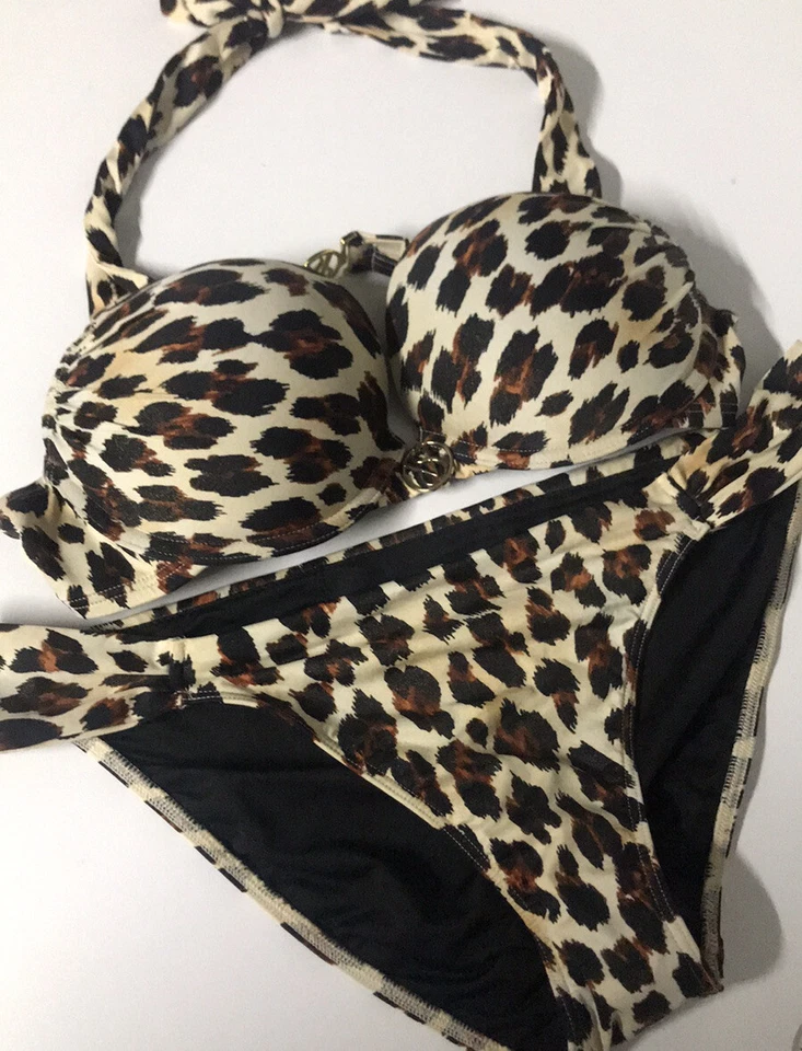 Bikini Victoria's Secret Swim BOMBSHELL Add-2 Cup 34B Mediano Estampado Animal Leopardo Foto 2 de 4