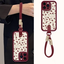 For OPPO VIVO Fashion Rose +Hand Strap Case ShockProof Phone Cover Women Girls