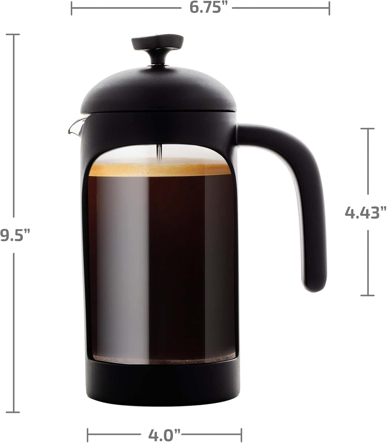 OVENTE French Press Coffee Tea & Expresso Maker Heat Resistant Black FPB34B
