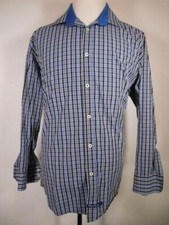 Beautiful Men's 17.5 34/35 English Laundry Blue Plaid Long Sleeve Button Shirt