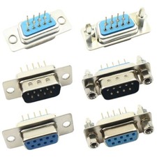 5pcs D-SUB DIP 9 Pin Round PCB Straight Connector Male Female Set Screw 2 Rows
