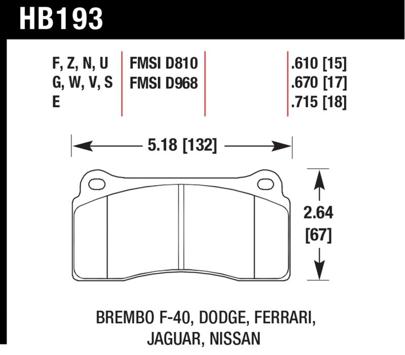 Hawk 03-06/08-09 for Dodge Viper / for 88-92 Ferrari F40 / 95-97 F50 DTC-60 Race