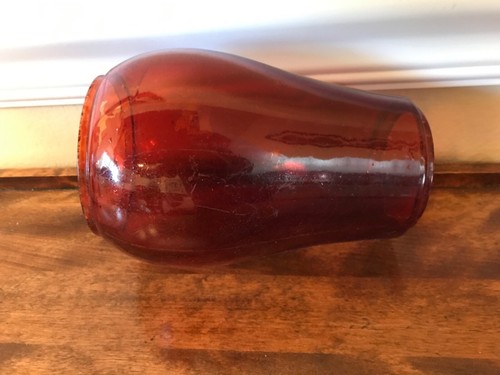 Vintage Red Coated Glass Globe for Taller Railroad Lantern 6 3/4" - Picture 3 of 3